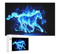 Puzzles 1000 PCS pour Adolescents Blue Fire Horse Artwork Puzzles pour Adultes Jeux Relaxants Difficulté Défi Éducatif Difficile 1000 PCS