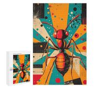 `Puzzles 1000 PCS pour Adolescents Bold Geometric Ant Print Unique Insect Art for Modern Homes Ant Illustration Puzzles pour Adultes Jeux De Détente Découpe De Précision Offre Spéciale Cadeaux pour