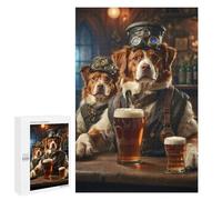 Puzzles 1000 PCS pour Adolescents Brittany Spaniel Beer Dog Puzzle pour Adultes : Un Jeu Manuel Amusant Et Humoristique pour Un Anniversaire Ou Noël 1000 PCS