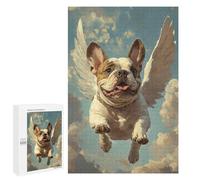 Puzzles 1000 PCS pour Adolescents Bulldog with Angel Wings A Tribute to A Loyal Friend Jeu De Puzzle Casse-tête Anti-Stress Stimulant À Compléter 1000 PCS