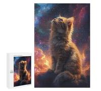 Puzzles 1000 PCS pour Adolescents Cat Gazing at Stars Jeu De Puzzle Casse-tête Anti-Stress Stimulant À Compléter 1000 PCS