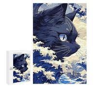Puzzles 1000 PCS pour Adolescents Cat in Wave Jeu De Puzzle Casse-tête Anti-Stress Stimulant À Compléter 1000 PCS