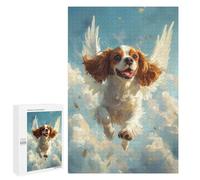 Puzzles 1000 PCS pour Adolescents Cavalier King Charles Spaniel with Angel Wings Pet Memorial Gift Puzzle Adulte Jeu Familial Une Œuvre d'art À Offrir en Cadeau À Toute La Famille 1000 PCS