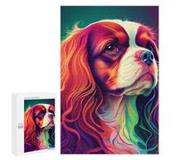 Puzzles 1000 PCS pour Adolescents Cavalier King Colorful Dog Puzzle pour Adultes : Un Jeu Manuel Amusant Et Humoristique pour Un Anniversaire Ou Noël 1000 PCS