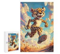 Puzzles 1000 PCS pour Adolescents Cheetah Running Puzzle pour Adultes : Un Jeu Manuel Amusant Et Humoristique pour Un Anniversaire Ou Noël 1000 PCS