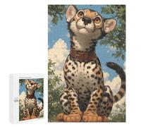 Puzzles 1000 PCS pour Adolescents Cheetah with Big Eyes Puzzle pour Adultes : Un Jeu Manuel Amusant Et Humoristique pour Un Anniversaire Ou Noël 1000 PCS
