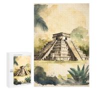 Puzzles 1000 PCS pour Adolescents Chichen Itza Watercolor Puzzles pour Adultes Jeux De Détente Décoration Murale Idéal comme Cadeau pour Toute La Famille 1000 PCS
