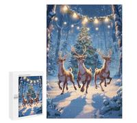 Puzzles 1000 PCS pour Adolescents Christmas Deer Forest Scene Puzzles pour Adultes Améliore La Mémoire Défi Éducatif Réduction du Stress Cadeaux 1000 PCS