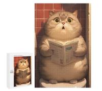 Puzzles 1000 PCS pour Adolescents Chubby Cat on Toilet 2 Puzzle pour Adultes : Un Jeu Manuel Amusant Et Humoristique pour Un Anniversaire Ou Noël 1000 PCS