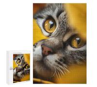 Puzzles 1000 PCS pour Adolescents Close-up of A Tabby Cats Face Puzzle pour Adultes Jouets Anti-Stress Modèle À Assembler Cadeau d'anniversaire, Cadeaux, 1000 PCS