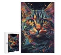 Puzzles 1000 PCS pour Adolescents Colorful Abstract Cat Art-18 Puzzles pour Adultes Améliore La Mémoire Défi Éducatif Réduction du Stress Cadeaux 1000 PCS