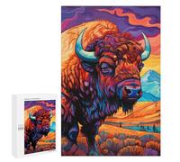 Puzzles 1000 PCS pour Adolescents Colorful Bison Landscape Puzzles pour Adultes Jeux Relaxants Difficulté Défi Éducatif Difficile 1000 PCS