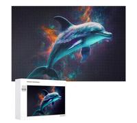 Puzzles 1000 PCS pour Adolescents Colorful Dolphin in Space Puzzles pour Adultes Jeux Relaxants Difficulté Défi Éducatif Difficile 1000 PCS