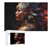 Puzzles 1000 PCS pour Adolescents Colorful Feathered Headdress Artwork Puzzle pour Adultes Jeux Amusants Une Œuvre d'art Aidez Votre Cerveau À Faire Travailler 1000 PCS