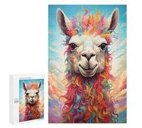 Puzzles 1000 PCS pour Adolescents Colorful Llama Portrait-4 Puzzles pour Adultes Jeux Relaxants Difficulté Défi Éducatif Difficile 1000 PCS
