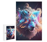 Puzzles 1000 PCS pour Adolescents Colorful Wolf Portrait -8 Puzzle pour Adultes : Un Jeu Manuel Amusant Et Humoristique pour Un Anniversaire Ou Noël 1000 PCS