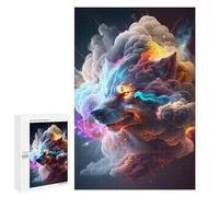 Puzzles 1000 PCS pour Adolescents Colorful Wolf Portrait -9 Jeu De Puzzle Casse-tête Anti-Stress Stimulant À Compléter 1000 PCS