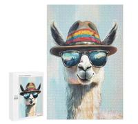 Puzzles 1000 PCS pour Adolescents Cool Llama in Sunglasses Puzzle pour Adultes : Un Jeu Manuel Amusant Et Humoristique pour Un Anniversaire Ou Noël 1000 PCS