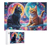Puzzles 1000 PCS pour Adolescents Cosmic Cats in Bubbles Puzzle pour Adultes Jeux Amusants Une Œuvre d'art Aidez Votre Cerveau À Faire Travailler 1000 PCS