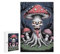 Puzzles 1000 PCS pour Adolescents Creepy Mushroom Skull in Dark Forest Jeu De Puzzle Casse-tête Anti-Stress Stimulant À Compléter 1000 PCS