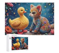 Puzzles 1000 PCS pour Adolescents Crochet Cat and Duck Friendship Jeux De Puzzle Relaxants Améliorent La Mémoire Offrez-Les en Cadeau À Toute La Famille 1000 PCS
