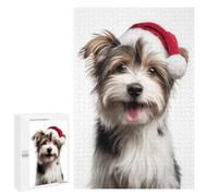 Puzzles 1000 PCS pour Adolescents Cute Biewer Terrier Dog with Santa Hat Puzzles pour Adultes Décoration Murale Jouet Difficile, Difficile, Stimulant À Compléter 1000 PCS