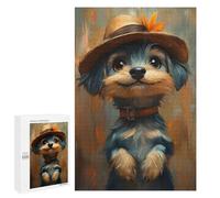 Puzzles 1000 PCS pour Adolescents Cute Malteser Dog in Hat Jeu De Puzzle Casse-tête Anti-Stress Stimulant À Compléter 1000 PCS