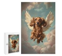 Puzzles 1000 PCS pour Adolescents Dachshund Angel Dog Loss Tribute Print Dachshund with Wings Puzzles pour Adultes À Monter Soi-même - Jeux Éducatifs Et Amusants en Famille 1000 PCS