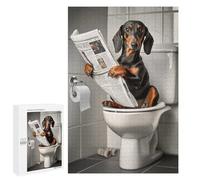 Puzzles 1000 PCS pour Adolescents Dachshund on The Toilet Puzzles pour Adultes Décoration Murale Jouet Difficile, Difficile, Stimulant À Compléter 1000 PCS