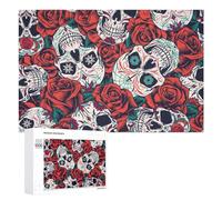 Puzzles 1000 PCS pour Adolescents Day of The Dead Sugar Skulls Puzzles pour Adultes Jeux Relaxants Difficulté Défi Éducatif Difficile 1000 PCS