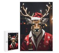 Puzzles 1000 PCS pour Adolescents Deer Drinking Beer Xmas Puzzles pour Adultes À Monter Soi-même - Jeux Éducatifs Et Amusants en Famille 1000 PCS