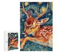 `Puzzles 1000 PCS pour Adolescents Deer in Starry Night Style Puzzles pour Adultes Jeux De Détente Découpe De Précision Offre Spéciale Cadeaux pour Toute La Famille 1000 PCS