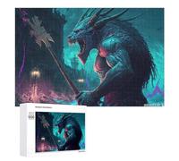 Puzzles 1000 PCS pour Adolescents Dragon with Spear in Fantasy Cityscape Jeux De Puzzle Relaxants Améliorent La Mémoire Offrez-Les en Cadeau À Toute La Famille 1000 PCS