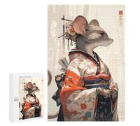Puzzles 1000 PCS pour Adolescents Edo Geisha Mouse Puzzle pour Adultes : Un Jeu Manuel Amusant Et Humoristique pour Un Anniversaire Ou Noël 1000 PCS