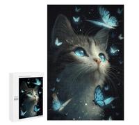 Puzzles 1000 PCS pour Adolescents Enchanted Butterfly Cat Art Print -1 Puzzles pour Adultes Améliore La Mémoire Défi Éducatif Réduction du Stress Cadeaux 1000 PCS