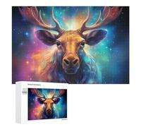 Puzzles 1000 PCS pour Adolescents Enchanted Deer in Cosmic Light Puzzle pour Adultes Jeux Amusants Une Œuvre d'art Aidez Votre Cerveau À Faire Travailler 1000 PCS