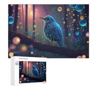 Puzzles 1000 PCS pour Adolescents Enchanted Forest with Glowing Bird Puzzle pour Adultes Jeux Amusants Une Œuvre d'art Aidez Votre Cerveau À Faire Travailler 1000 PCS