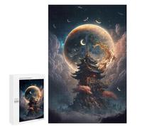 Puzzles 1000 PCS pour Adolescents Enchanted Moonlit Pagoda Puzzles pour Adultes Améliore La Mémoire Défi Éducatif Réduction du Stress Cadeaux 1000 PCS