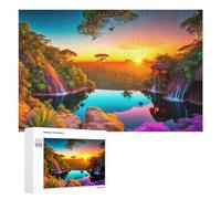 Puzzles 1000 PCS pour Adolescents Enchanted Sunset in The Tropical Rainforest Puzzle pour Adultes Jeux Amusants Une Œuvre d'art Aidez Votre Cerveau À Faire Travailler 1000 PCS