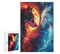 `Puzzles 1000 PCS pour Adolescents Fire and Ice Wolf Puzzles pour Adultes Jeux De Détente Découpe De Précision Offre Spéciale Cadeaux pour Toute La Famille 1000 PCS