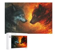 Puzzles 1000 PCS pour Adolescents Fire Vs Ice Wolves Artwork Jeux De Puzzle Relaxants Améliorent La Mémoire Offrez-Les en Cadeau À Toute La Famille 1000 PCS