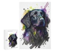 Puzzles 1000 PCS pour Adolescents Flat Coated Retriever Puzzle pour Adultes : Un Jeu Manuel Amusant Et Humoristique pour Un Anniversaire Ou Noël 1000 PCS
