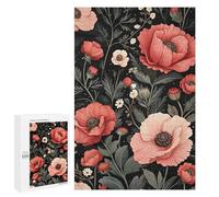 Puzzles 1000 PCS pour Adolescents Floral Pattern with Red and Pink Poppies Puzzles pour Adultes Jeu De Réflexion Cadeau d'anniversaire Difficile À Compléter 1000 PCS