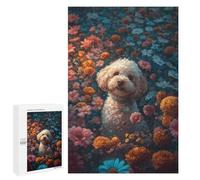 Puzzles 1000 PCS pour Adolescents Fluffy Poodle in Flower Field Puzzles pour Adultes Améliore La Mémoire Défi Éducatif Réduction du Stress Cadeaux 1000 PCS
