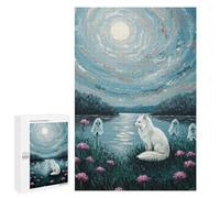 Puzzles 1000 PCS pour Adolescents Fox, Ghosts, and Moonlit Landscape Painting Puzzles pour Adultes Décoration Murale Jouet Difficile, Difficile, Stimulant À Compléter 1000 PCS