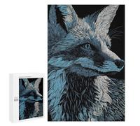 Puzzles 1000 PCS pour Adolescents Fox Portrait in Blue and White Puzzles pour Adultes Décoration Murale Jouet Difficile, Difficile, Stimulant À Compléter 1000 PCS