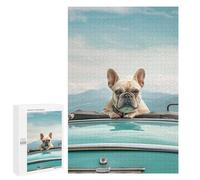 Puzzles 1000 PCS pour Adolescents French Bulldog Cabriolet Jeu De Puzzle Casse-tête Anti-Stress Stimulant À Compléter 1000 PCS