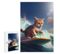 Puzzles 1000 PCS pour Adolescents Funny Cat Surfing Puzzles pour Adultes À Monter Soi-même - Jeux Éducatifs Et Amusants en Famille 1000 PCS