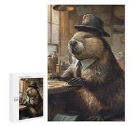 Puzzles 1000 PCS pour Adolescents Funny Dressed Beaver Hat Puzzles pour Adultes Jeux De Détente Décoration Murale Idéal comme Cadeau pour Toute La Famille 1000 PCS