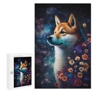 Puzzles 1000 PCS pour Adolescents Galactic Floral Dog Portrait Puzzles pour Adultes Améliore La Mémoire Défi Éducatif Réduction du Stress Cadeaux 1000 PCS